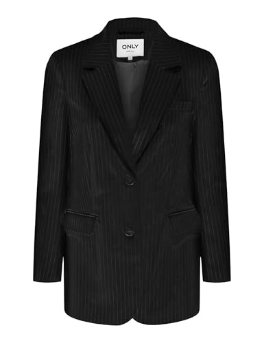 ONLY Damen Onlreina L/S Pinstripe Blazer TLR, Black, 38 von ONLY