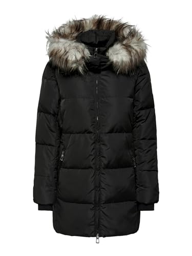 ONLY Damen Onlrhoda Down Fur Hood Coat Otw Jacket, Schwarz, XS EU von ONLY