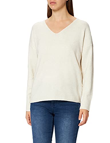 ONLY Damen Struktur Strickpullover V-Ausschnitt Sweater Lockerer Pullover Langarm Oberteil ONLRICA Life, Farben:Creme, Größe:S von ONLY