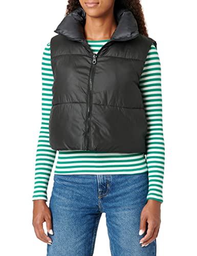 ONLY Damen Kurze Puffer Weste Wattierte Stepp Übergangsjacke Cropped Basic ohne Ärmel ONLRICKY, Farben:Schwarz,Größe Damen:S von ONLY