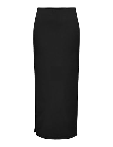 ONLY Damen Onlsally Hw Rib Maxi Slit Skirt PNT Rock, Black, X-Small von ONLY