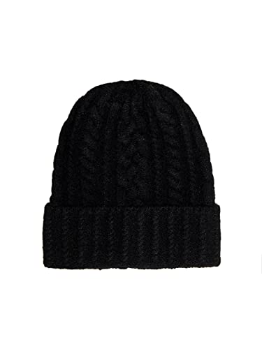 ONLY Damen Onlsally Life Cable Lurex Knit Beanieacc M tze, Black/Detail:WITH DTM LUREX, Einheitsgröße EU von ONLY