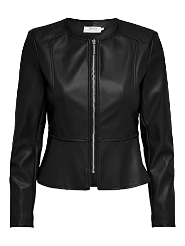 ONLY Damen Onlsaramy Faux Leather Jacket Cc Otw Kunstlederjacke, Schwarz, S EU von ONLY