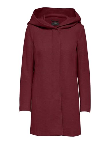 ONLY Damen Onlsedona Light Coat OTW Noos Midimantel Mit Kapuze, Cabernet, m von ONLY