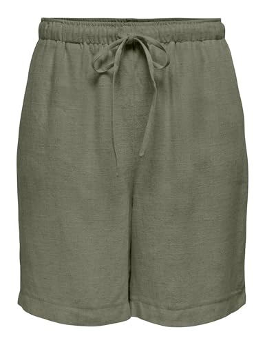 ONLY Damen Onlsiesta Mw Pull-Up Linen Bl Shorts Os, Deep Lichen Green, Medium ONLY Damen Onlsiesta Mw Pull-Up Linen Bl Shorts Os, Deep Lichen Green, Medium von ONLY