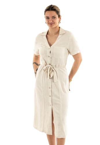 ONLY Damen Onlsiesta Ss Linen Bl Shirt Dress PNT, Moonbeam, M ONLY Damen Onlsiesta Ss Linen Bl Shirt Dress PNT, Moonbeam, M von ONLY