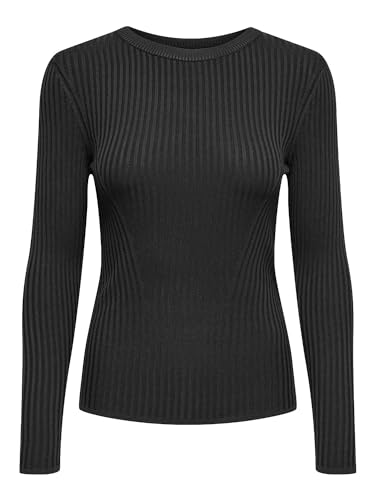 ONLY Damen Onlsofi Ls Rib O-neck Knt, Schwarz, XS von ONLY