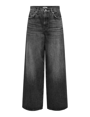 ONLY Damen ONLSONIC HW Wide GR DNM Jeans DOT CS Hose, Washed Black, 28 W/32 L von ONLY