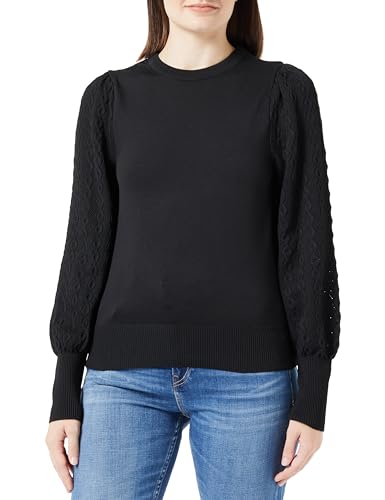 ONLY Damen Onlsylvia Ls Structure O-neck Knt Strickpullover, Schwarz, S von ONLY