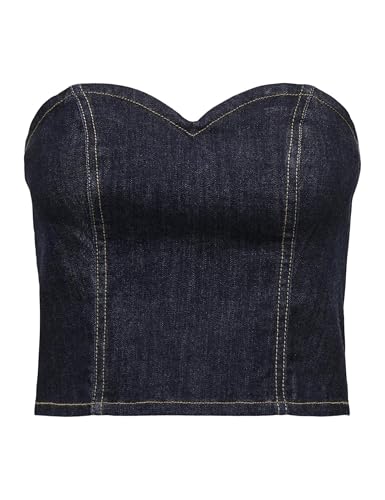 ONLY Damen Onltiki S/L DNM Rinse Corset Gua Top, Dark Blue Denim, XS ONLY Damen Onltiki S/L DNM Rinse Corset Gua Top, Dark Blue Denim, XS von ONLY
