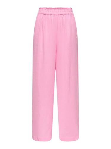 ONLY Damen Onltokyo Life Hw Linen Blend PNT Noos Straight Fit Hose Mit Hohem Bund Und Seitentaschen, Prism Pink, M / 32L von ONLY