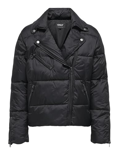 ONLY Damen ONLVANILLA Puffer Biker Jacket OTW Steppjacke, Schwarz, S von ONLY