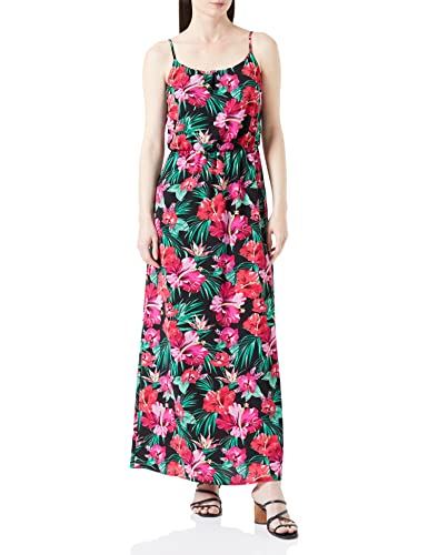 ONLY Damen Onlvano Fr Strap Dress Ptm Maxikleid, Black/AOP:Exotic Jungle Flower, 34 EU von ONLY