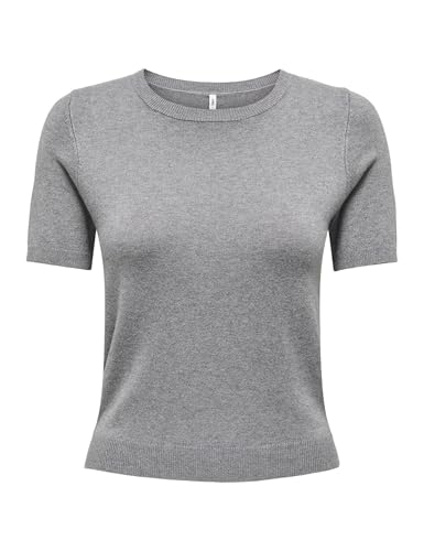 ONLY Damen Onlvenice Life Ss O-Neck Nca KNT, Light Grey Melange, Medium von ONLY