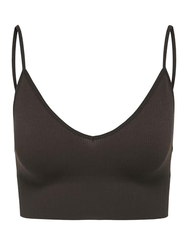 ONLY Damen Onlvicky Rib Seamless Vneck Top Noos Acc Basic-Westenoberteil Mit Dünnen Trägern Und Elastischem Bund, Seal Brown, XS/S von ONLY