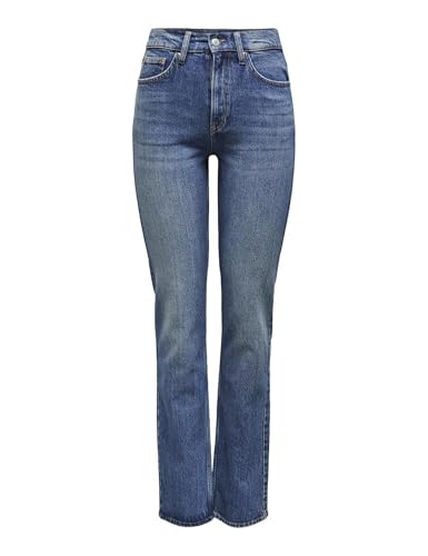 ONLY Damen Onlwillow Hw Db Straight DNM Dot Jeans, Dark Blue Denim, 26W x 30L von ONLY