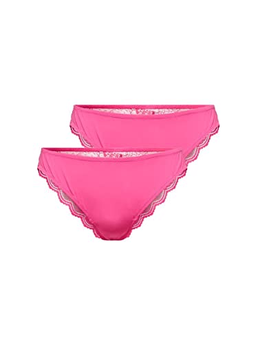 ONLY Damen Onlwillow Lace Brazilian 2-pack Panties, Pink Flambé, XS EU von ONLY