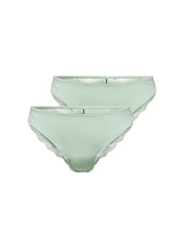 ONLY Damen Onlwillow Lace Brazilian 2-pack Panties, Silt Green, XS EU von ONLY