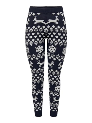 ONLY Damen Onlxmas Snowflake Mw Pant Knt, Night Sky/Pattern:cloud Dancer, XS ONLY Damen Onlxmas Snowflake Mw Pant Knt, Night Sky/Pattern:cloud Dancer, XS von ONLY