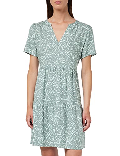 ONLY Damen Kurzes Bedrucktes Kleid V-Ausschnitt Kurzarm Dress aus Viskose Oberschenkellang ONLZALLY, Farben:Grün, Größe:S von ONLY