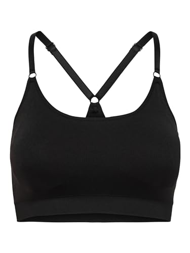 ONLY Damen Sport BH ohne Bügel | Schmale Träger Nahtloser Bustier Bra | Herausnehmbare Cups Crop Top ONPLEA, Farben:Schwarz, Größe:40 von ONLY