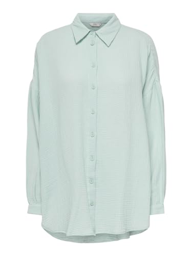 ONLY Damen Oversize Hemd ONLThyra Langarm Musselin-Bluse 15267998 Harbor Gray XS von ONLY