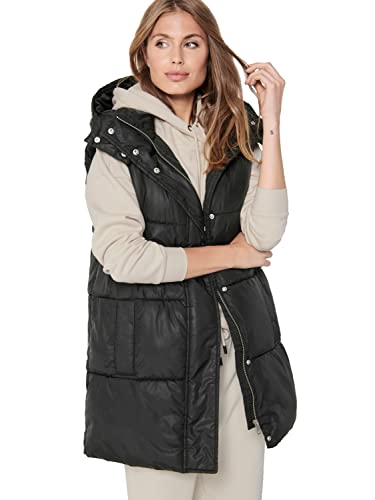 ONLY Damen Puffer-Weste OnlDemmy Stepp-Weste Übergangs-Jacke Herbst/Winter, Farbe:Schwarz, Größe:XS von ONLY