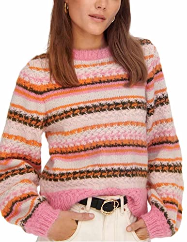 ONLY Damen Pullover Mabel hellpink/orange/schwarz/rosa S von ONLY