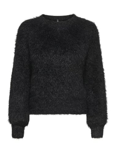 ONLY Damen Pullover ONLLULU LS RIB SHORT O-NECK CC KNT (DE/NL/SE/PL, Alphanumerisch, XS, Regular, Regular, black) von ONLY