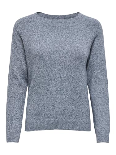 ONLY Damen Pullover Strickpullover ONLRICA Life 15204279,Moonlit Ocean/Detail:w. Melange,XS von ONLY