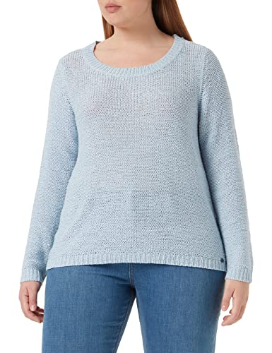 ONLY Damen Basic Strickpullover Einfarbiger Knitted Stretch Sweater Langarm Rundhals Shirt ONLGEENA, Farben:Blau, Größe:XXL von ONLY