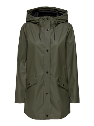 ONLY Damen Regenjacke ONLElisa Regen-Mantel mit Kapuze 15261734 Kalamata L von ONLY