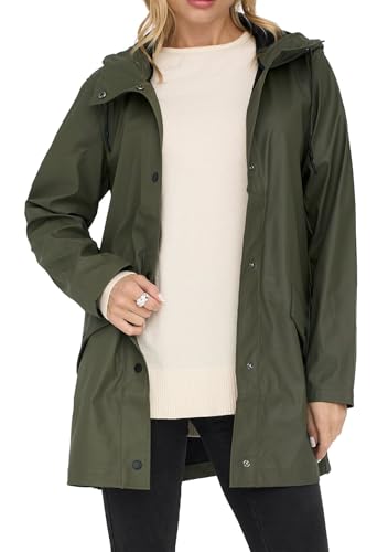 ONLY Damen Regenjacke ONLElisa Regen-Mantel mit Kapuze 15261734 Kalamata M von ONLY