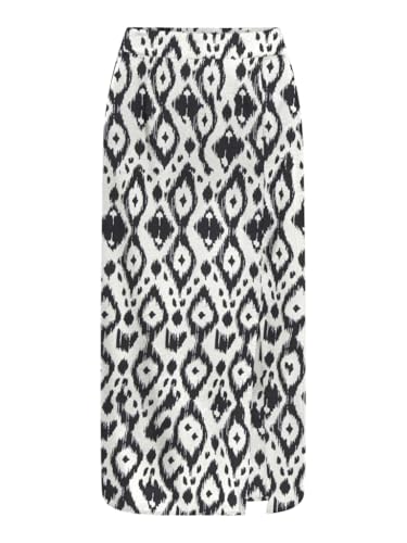 ONLY Damen Rock ONLNOVA LIFE VIS LAMAR SLIT SKIRT AOP (DE/NL/SE/PL, Alphanumerisch, XS, Regular, Regular, Black Indie Vibe) von ONLY