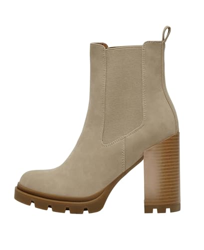 ONLY Damen Schuhe Chelsea-Stiefeletten Wildlederoptik mit hohem Absatz ONLBrave Nubuck 15304858 Taupe Gray 38 von ONLY