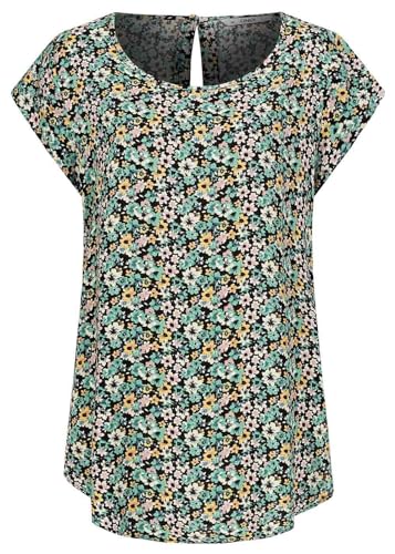 ONLY Damen Shirt Viskose Blusen Top Floraler Print Vokuhila Winter grün Multicolor von ONLY