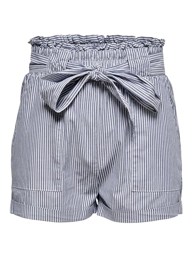 ONLY Damen Onlsmilla Stripe Belt Dnm Noos Shorts, Mehrfarbig (Medium Blue Denim Stripes: W/Stripes), XS EU von ONLY