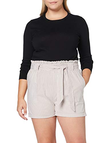 ONLY Damen ONLSMILLA Stripe Belt DNM Shorts NO 15154906, Toasted Coconut/W/Stripes, L von ONLY