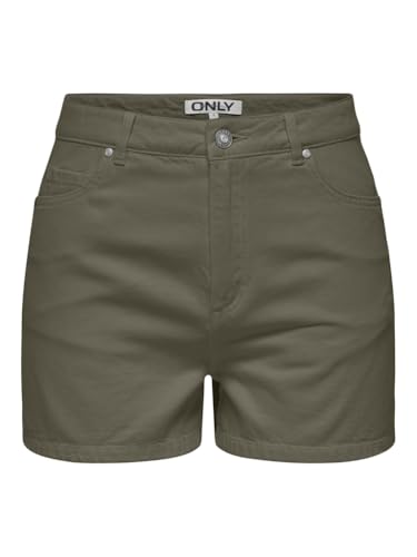 ONLY Damen Shorts ONLJAGGER-SILLA HW MOM SHORTS PNT (DE/NL/SE/PL, Alphanumerisch, L, Regular, Regular, kalamata) von ONLY