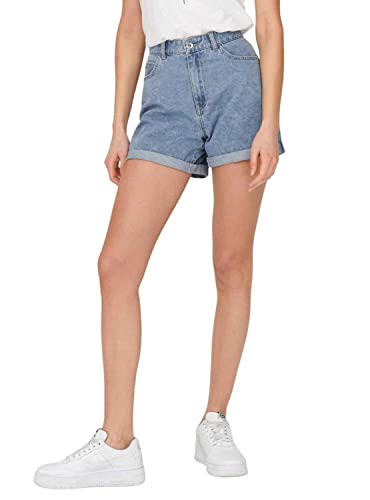 ONLY Damen Shorts high Waist 5-Pocket Design Knopfleiste Reißverschluss Kurze Bermudas, Farben:Hellblau, Größe:XS von ONLY