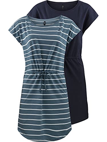 ONLY Damen Sommer Mini Kleid onlMAY S/S Dress 2er Pack Grösse XS S M L XL XXL Gestreift Schwarz 100% Baumwolle, Größe:L, Farbe:Blue Mirage Primo Stripe ONLY Damen Sommer Mini Kleid onlMAY S/S Dress 2er Pack Grösse XS S M L XL XXL Gestreift Schwarz 100% Baumwolle, Größe:L, Farbe:Blue Mirage Primo Stripe von ONLY