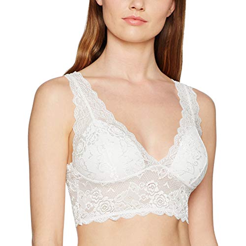 ONLY Damen Spitzen Bustier BH ohne Bügel | Lace Triangel Bra ONLCHLOE | Cups Breite Träger Crop Top, Farben:Weiß, Größe:L von ONLY