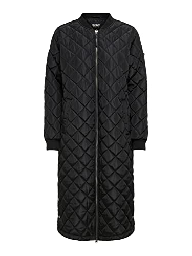 ONLY Damen Stepp-Mantel OnlJessica extralange Übergangs-Jacke gesteppt, Farbe:Schwarz, Größe:XS von ONLY