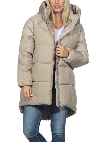 ONLY Damen Steppjacke mit Kapuze ONLAsta Oversized Puffer 15293818 Trench Coat Contrast Walnut S von ONLY