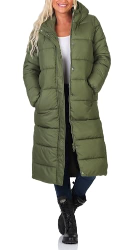 ONLY Damen Steppmantel ONLCammie Long Quilted Parka mit Kapuze 15304791 Winter Moss S von ONLY