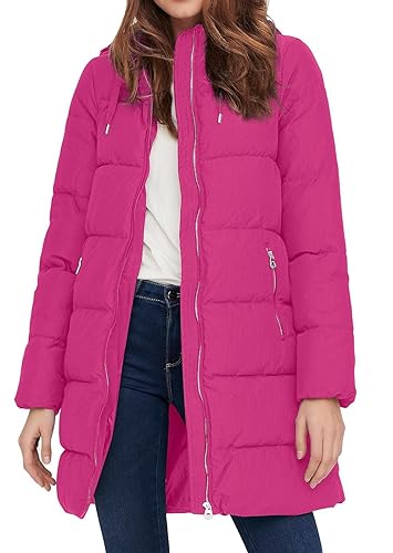 ONLY Damen Steppmantel ONLDolly Winterparka mit Kapuze 15205369 Fuchsia Purple S von ONLY