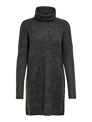 ONLY Damen Strick-Kleid OnlJana Langer Pullover Roll-Kragen Sweater, Farbe:Grau, Größe:S von ONLY