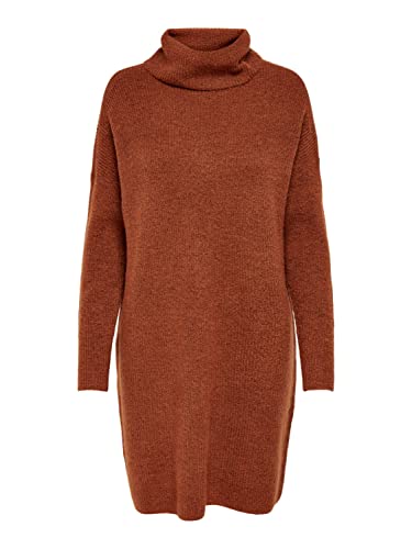 ONLY Damen Strick-Kleid OnlJana Langer Pullover Roll-Kragen Sweater, Farbe:Orange, Größe:L von ONLY