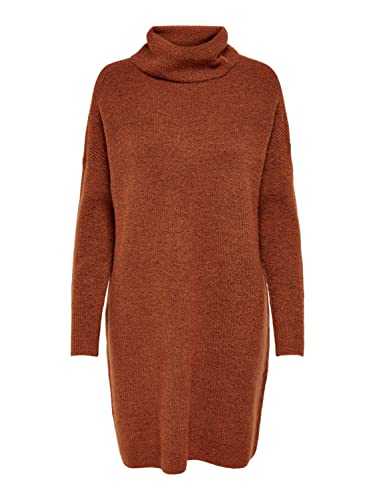 ONLY Damen Strick-Kleid OnlJana Langer Pullover Roll-Kragen Sweater, Farbe:Orange, Größe:S von ONLY