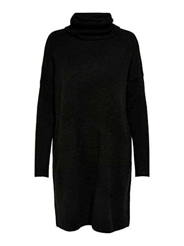 ONLY Damen Strick-Kleid OnlJana Langer Pullover Roll-Kragen Sweater, Farbe:Schwarz, Größe:M von ONLY